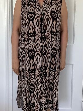 Alex & Lili, Brown/Cream, Midi Dress Sleeveless, Size XL